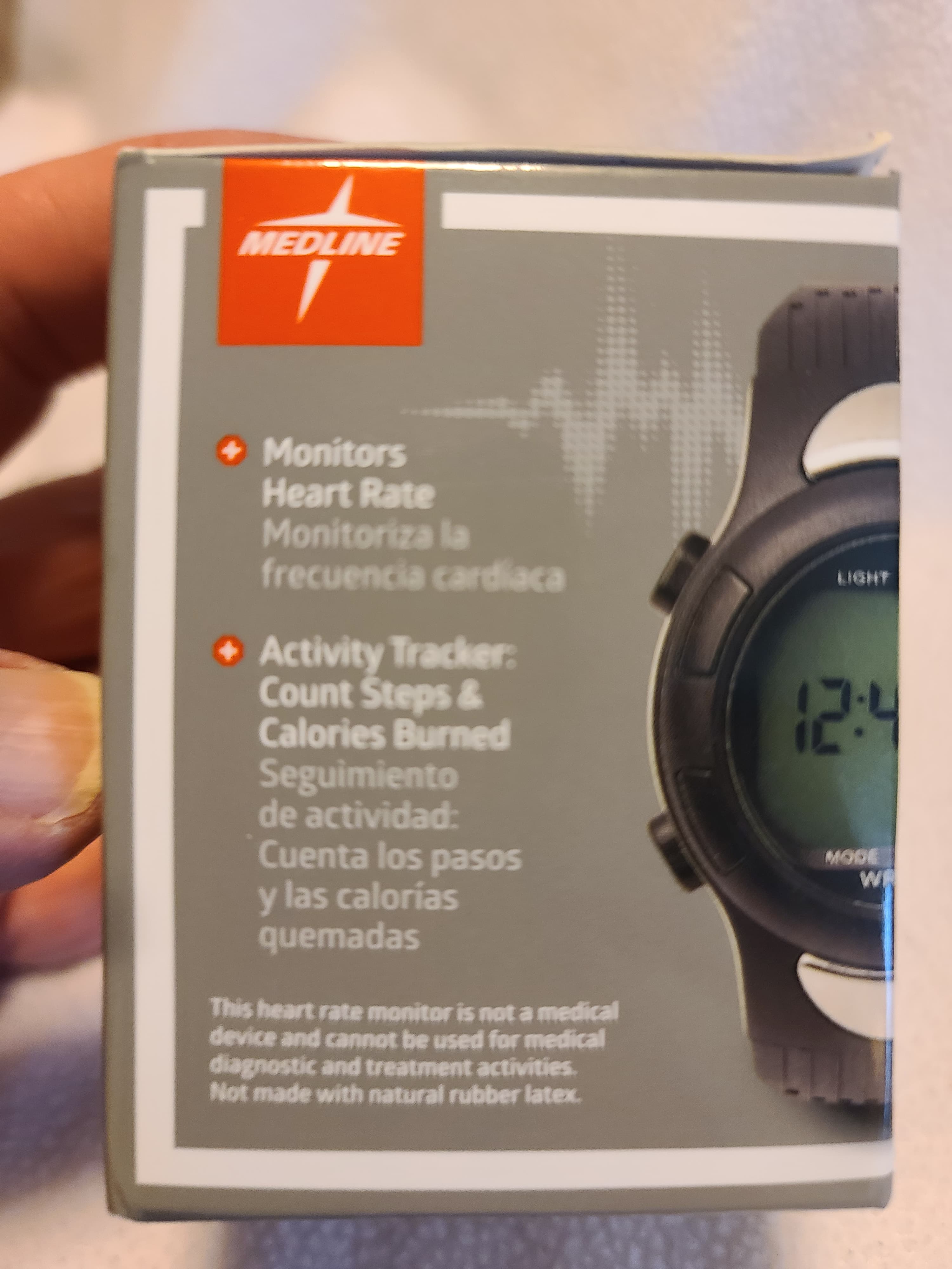 Medline Digital Heart Rate Watch & Pedometer Water-Resistant Watch MDSP3044 New - Thumbnail 3