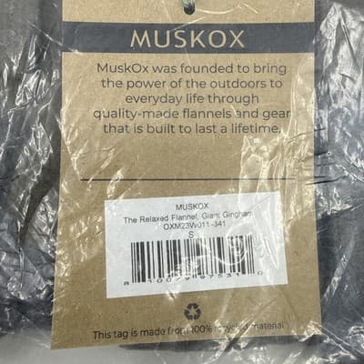 Musk Ox Mens Small The Relaxed Flannel Giant Gingham Grey Green New With Tags - Thumbnail 3