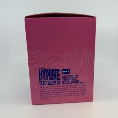 BUBS Naturals Hydrate Or Die Electrolytes 20 Packets Mixed Berry NEW SEALED - Thumbnail 2