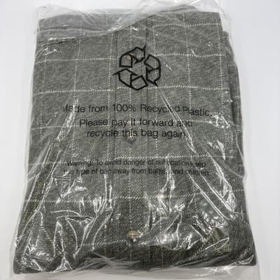 Musk Ox Mens Small The Grande Flannel Moss Windowpane 100% Cotton New With Tags - Thumbnail 4