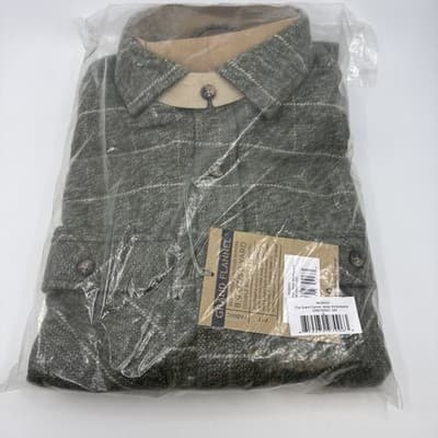 Musk Ox Mens Small The Grande Flannel Moss Windowpane 100% Cotton New With Tags - Thumbnail 5