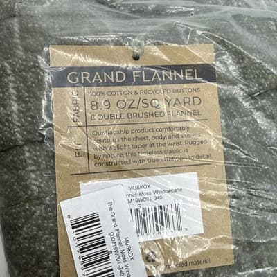 Musk Ox Mens Small The Grande Flannel Moss Windowpane 100% Cotton New With Tags - Thumbnail 7