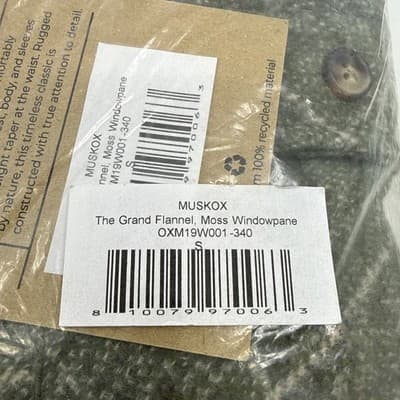 Musk Ox Mens Small The Grande Flannel Moss Windowpane 100% Cotton New With Tags - Thumbnail 6