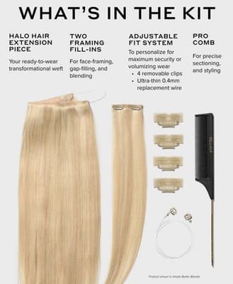 Bellami Halo Pro Hair Extension 18” Pearl Blonde Rooted Highlight With Comb NEW - Thumbnail 7