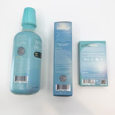 2 PACK Lumineux Teeth Whitening Kit 8 Piece Strips Mouthwash Toothpaste NEW - Thumbnail 2