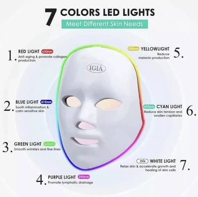 Re-Gen IGIA Facial LED Light Therapy Mask 7 Settings Collagen Production Sealed - Thumbnail 5