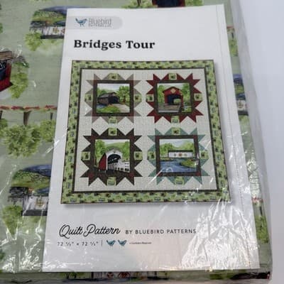 COVERED BRIDGES in Spring Bridges Tour Quilt Kit #KT-15820 Riley Blake 72"X72" - Thumbnail 3