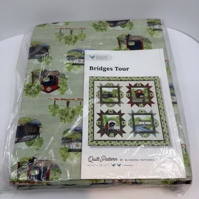 COVERED BRIDGES in Spring Bridges Tour Quilt Kit #KT-15820 Riley Blake 72"X72" - Thumbnail 2