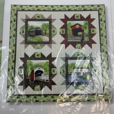 COVERED BRIDGES in Spring Bridges Tour Quilt Kit #KT-15820 Riley Blake 72"X72" - Thumbnail 6