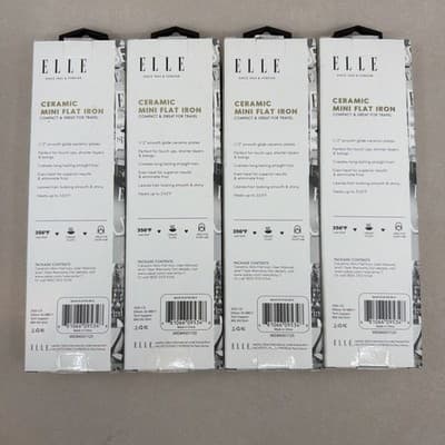 4 PACK Elle Ceramic Mini Flat Iron - Compact & Great for Travel BLACK 1/2 Plates - Thumbnail 2