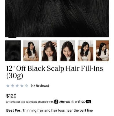 Luxy Hair Extensions 12" Off Black Scalp Hair Fill-Ins (30g) Open Box Full Set - Thumbnail 3