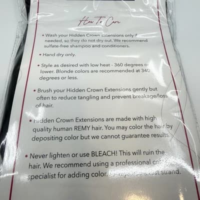 Hidden Crown 18” Crown Clip In Human Hair #2 Off Black 140g New Remy Hair Unused - Thumbnail 5