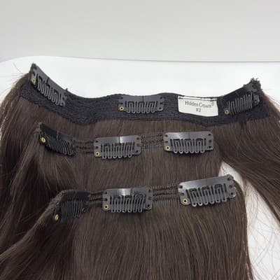 Hidden Crown 18” Crown Clip In Human Hair #2 Off Black 140g New Remy Hair Unused - Thumbnail 6
