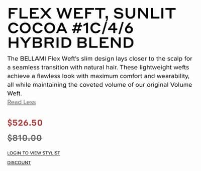Bellami Straight Flex Weft Extensions 20” Sunlit Cocoa #1C/4/6 145g Hair NEW - Thumbnail 6