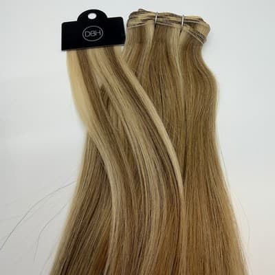 Donna Bella Hybrid Weft Extension Full Pack 18” #7N/9N Blonde Blend Remy NEW - Thumbnail 2