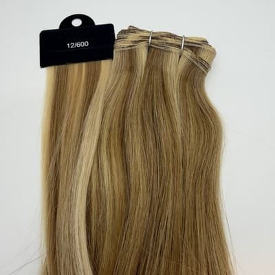 Donna Bella Hybrid Weft Extension Full Pack 18” #7N/9N Blonde Blend Remy NEW - Thumbnail 3