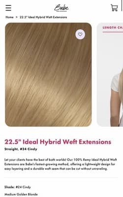 Babe Hybrid Weft 100% Remy Hair Extensions Cindy #24 22.5 Warm Medium Blonde - Thumbnail 2