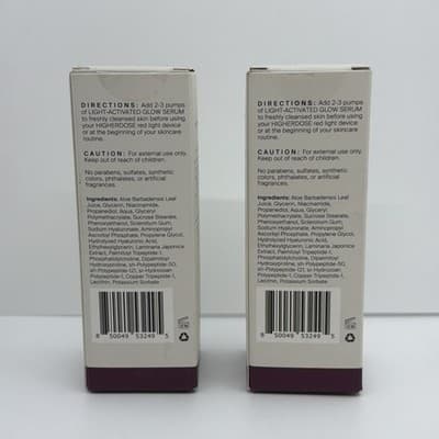 2 PACK HigherDOSE Red Light Face Mask Serum Light Activated Glow Serum 1 oz NEW - Thumbnail 3