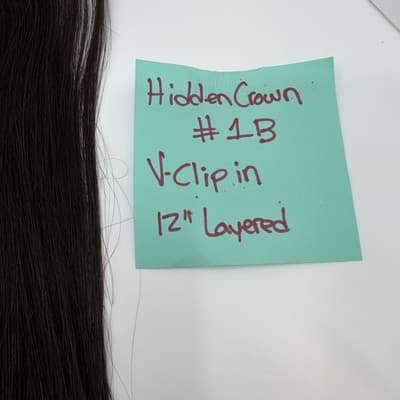 Hidden Crown V CLIP #1B Black V Clip In 12” Layered 6 Clip One Piece NEW - Thumbnail 8