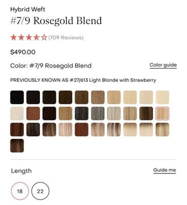 Donna Bella Hybrid Weft Extension Full Pack 18” #7/9 Rosegold Blend New Remy - Thumbnail 6