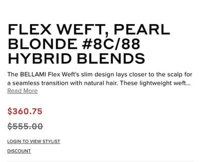 Bellami Flex Weft 16” PEARL BLONDE #8C/88 New Uncut 32” Spine 120g Remy Human - Thumbnail 5