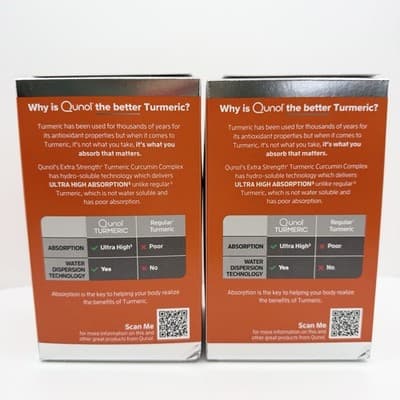 Qunol Extra Strength Turmeric 1000 mg Capsules 2 PACK New Sealed Box Exp 2028 - Thumbnail 3