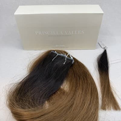 Glam Seamless x Priscilla Valles TapeIn Hair Extension 25" #6A Light Brown Ombre - Thumbnail 6