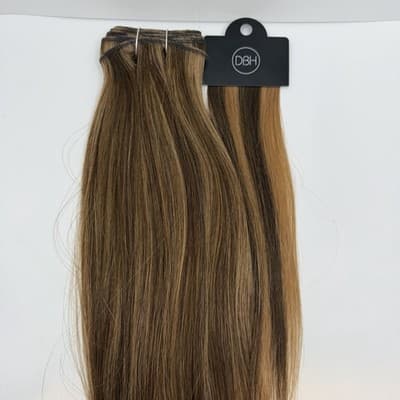 Donna Bella Hybrid Weft Extension Full Pack 18” 5N/7G Warm Brown Blend NEW! - Thumbnail 3