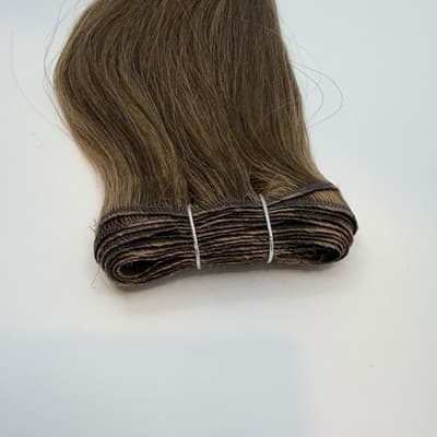 Donna Bella Hybrid Weft Extension Full Pack 18” 5N/7G Warm Brown Blend NEW! - Thumbnail 4