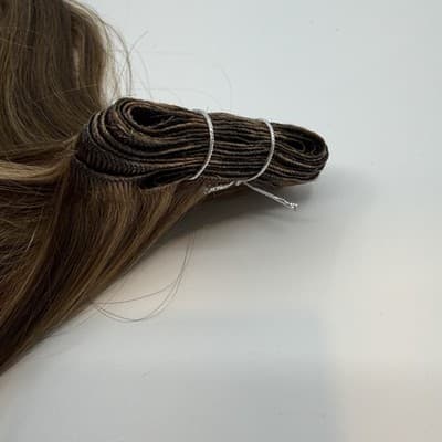 Donna Bella Hybrid Weft Extension Full Pack 18” 5N/7G Warm Brown Blend NEW! - Thumbnail 5