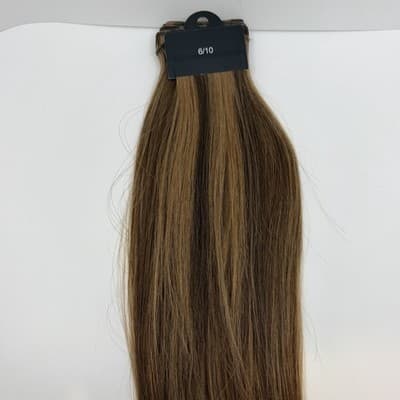 Donna Bella Hybrid Weft Extension Full Pack 18” 5N/7G Warm Brown Blend NEW! - Thumbnail 2