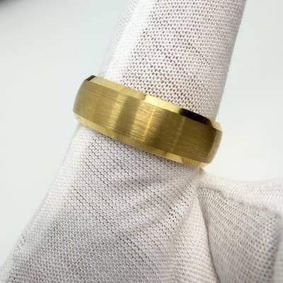 Manly Band The CEO 12.5 Men’s Wedding Ring Gold Plated Tungsten Ring 8mm Wide - Thumbnail 6
