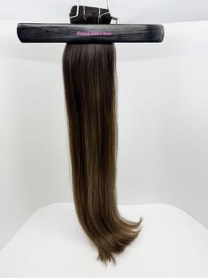 Donna Bella Hybrid Weft Extension Full Pack 22” 3N/5N/7G Medium Brown Balayage - Thumbnail 4