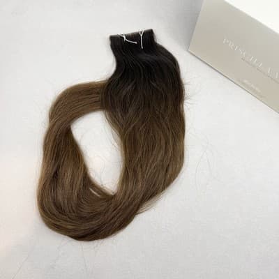 Glam Seamless x Priscilla Valles Tape In Hair Extension 25" #5 Med Brown Ombré - Thumbnail 8