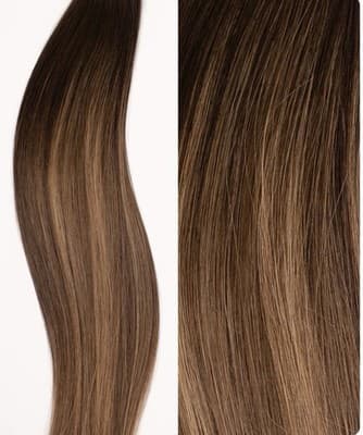 Donna Bella Hybrid Weft Extension Full Pack 22” 3N/5N/7G Medium Brown Balayage - Thumbnail 3