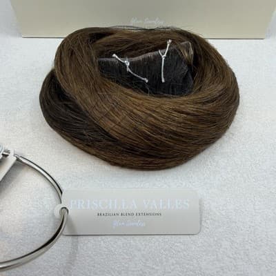 Glam Seamless x Priscilla Valles Tape In Hair Extension 25" #5 Med Brown Ombré - Thumbnail 5