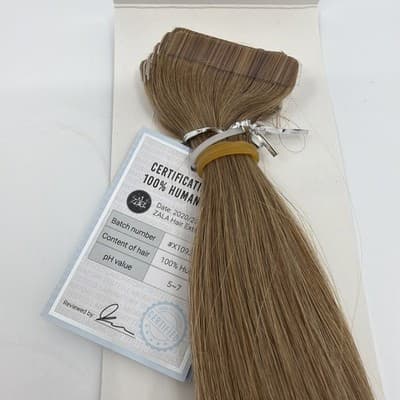ZALA Premium Remy Hair Extensions Tape In 12” #12 Dirty Blonde 20 Pieces New! - Thumbnail 3