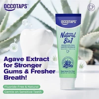 OCCOTAPS Agave Sensitive Toothpaste Fluoride-Free Whitening 2 Pack US Made - Thumbnail 2