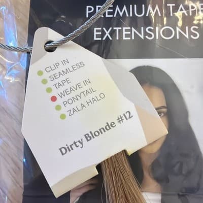 ZALA Premium Remy Hair Extensions Tape In 12” #12 Dirty Blonde 20 Pieces New! - Thumbnail 7