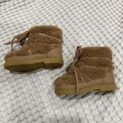 Donsje Cassia Boots, Tan Curly Sheep Wool, Baby size 7 / UK 23, Snow boots - Thumbnail 2