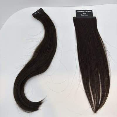 Glam Seamless 14” Tape in Hair Extensions Espresso Dark Brown #1C Pack NEW - Thumbnail 2