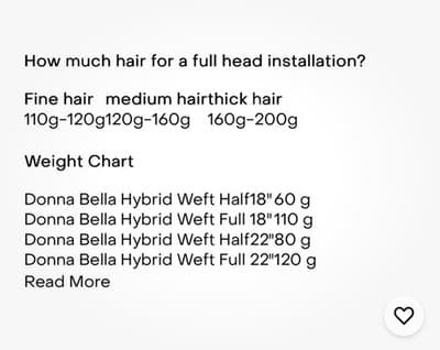 Donna Bella Hybrid Weft Extension Full Pack 22” 2N Natural Darkest Brown NEW - Thumbnail 7