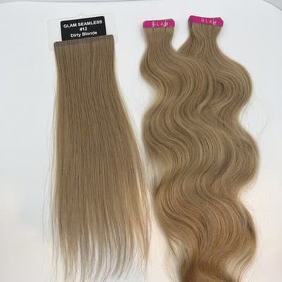 2x Glam Seamless 20” Body Wave Tape in Hair Extensions Dirty Blonde #12 NEW! - Thumbnail 4