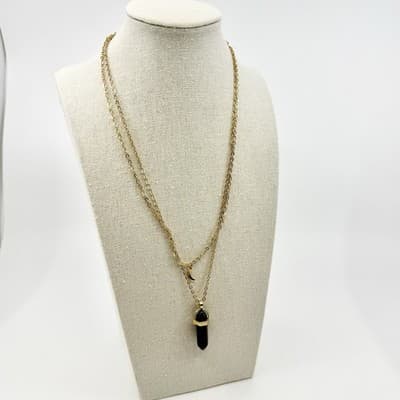 The Crystal Babes Necklace. The Superwoman. Gold plated, Black Agate. NEW - Thumbnail 2