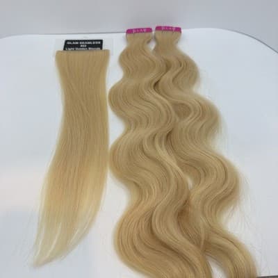 2x Glam Seamless 20” Body Wave Tape in Hair Extensions Light Golden Blonde #22 - Thumbnail 7