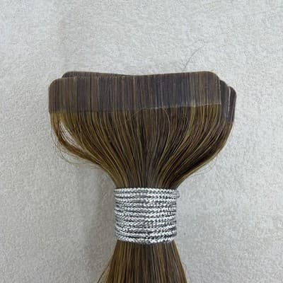 Glam Seamless 20” Tape in Hair Extensions Rooted Caramelt Highlight 20 Pack NEW - Thumbnail 6