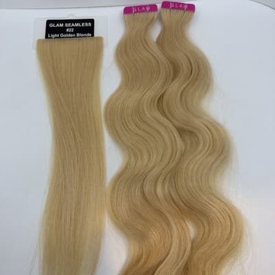 2x Glam Seamless 20” Body Wave Tape in Hair Extensions Light Golden Blonde #22 - Thumbnail 5