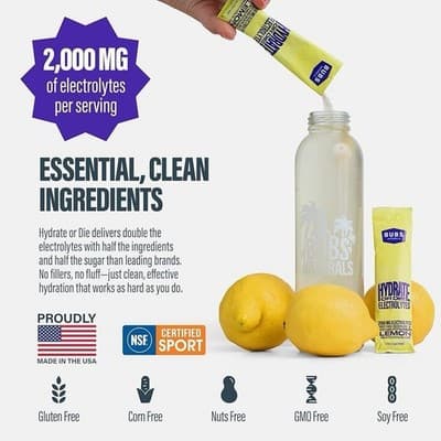 BUBS Naturals Hydrate Or Die Electrolytes (9/27) 2 Boxes, 20 Packets Each Lemon - Thumbnail 5