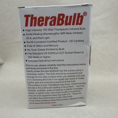 TheraBulb 150W Near Infrared Red Light Heat Bulb Zero EMF 120V NEW - Thumbnail 3