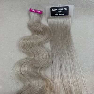 Glam Seamless 20” Body Wave Tape in Hair Extensions Iced Blonde #60S NEW SEALED - Thumbnail 3